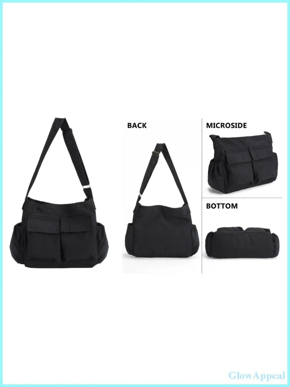 Thickened Canvas Messenger Bag Large Crossbody Hobo Tote with Laptop Compartment